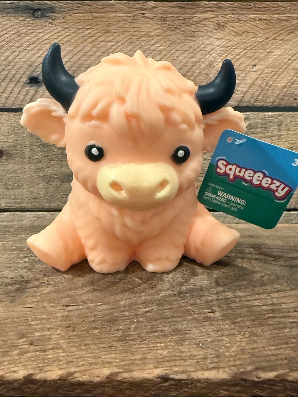 Peach Highland Cow Squishy Toy - Soft Squeeze Plush